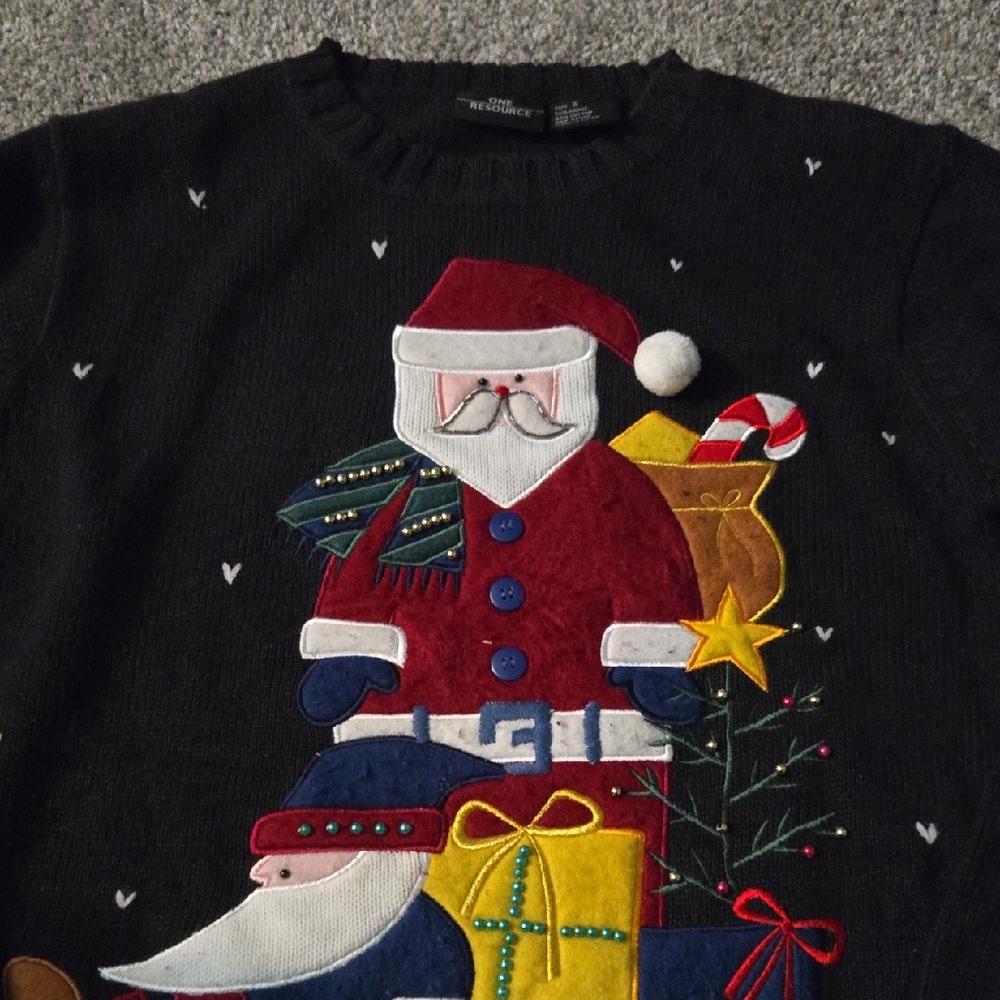 Festive Black Santa Crewneck Sweater
